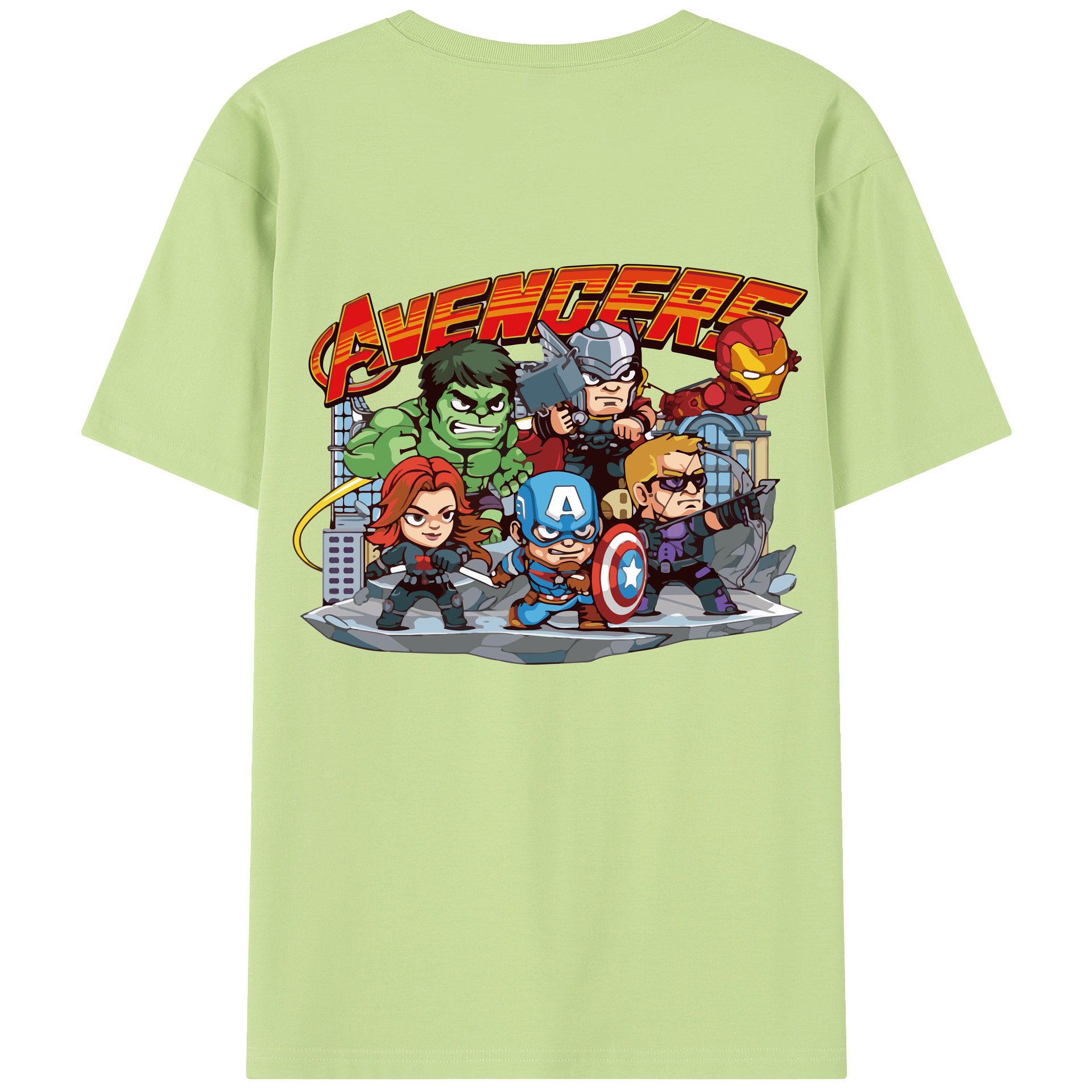 （画像用） アベンジャーズ The Avengers 綿100％半袖Tシャツ（背面プリント）
